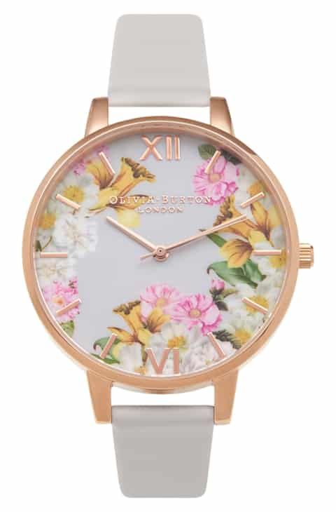 A high-polish rose gold-plated case and floral-print dial amp the whimsical appe...