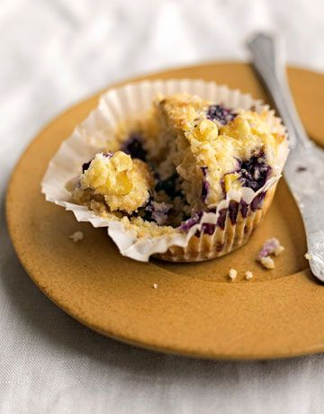 Blueberry-Corn Muffins have just-picked corn, plump blueberries, and a dusting o...