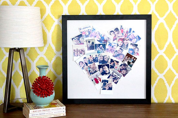 Collage family snapshots into a heart shape, paste on poster board, then frame i...