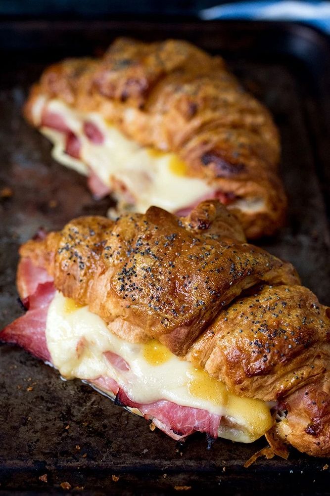 Ham and Cheese Croissant with Honey Mustard Glaze is an upscale sandwich for mom...