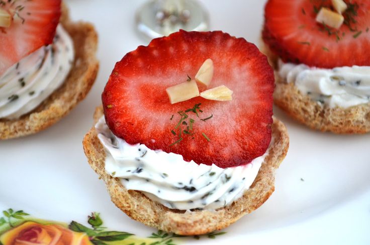 Herbed Strawberry Tea Sandwiches feature a homemade cream cheese and herb spread...