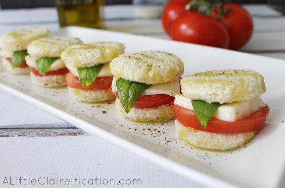 Italian Caprese Tea Sandwiches is a classic combination of tomato, basil, and mo...