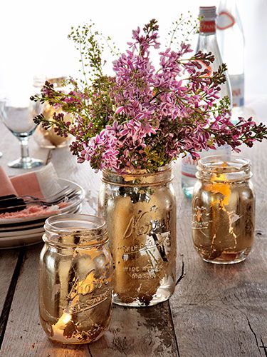 Give mom an arrangement in a gilded Mason jar!