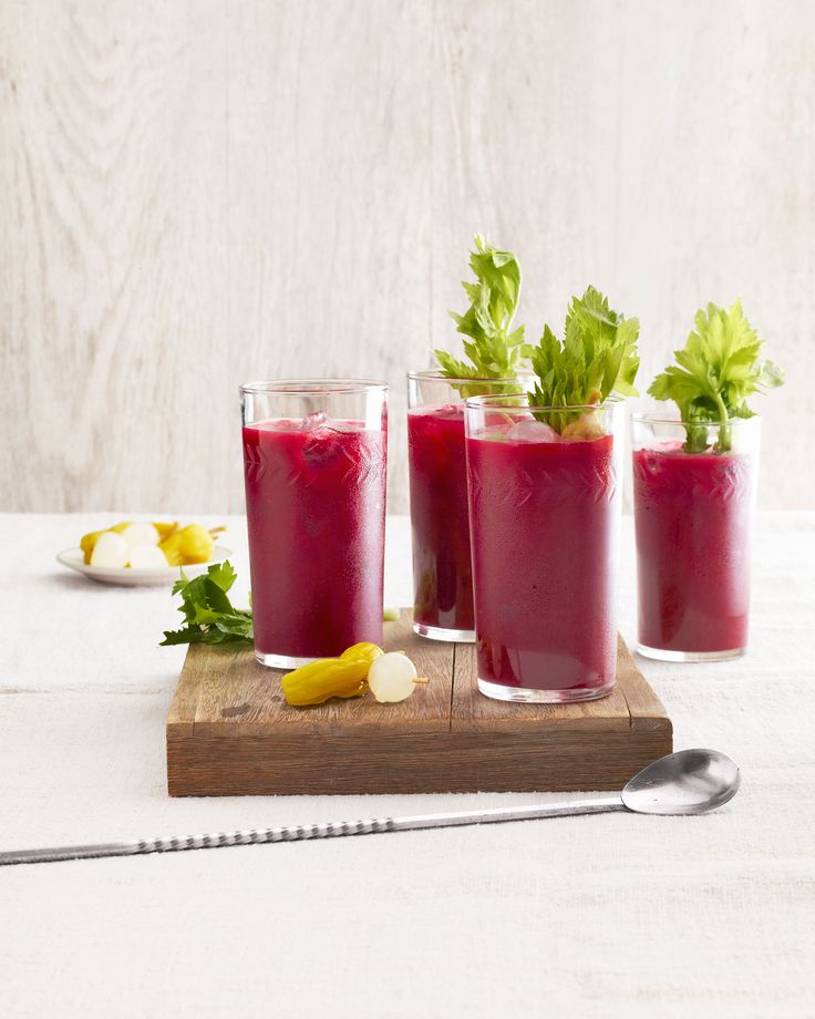 Spicy Beet Bloody Marys kick off mom's celebration by presenting her with an...