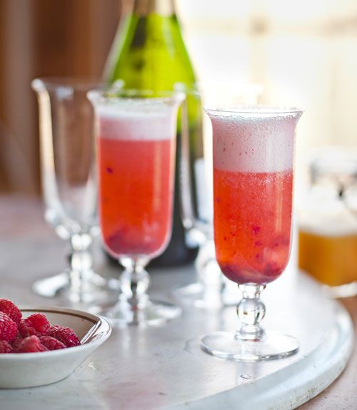 Standard mimosas get an upgrade, with the addition of raspberry and peach purees...