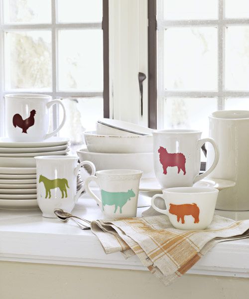 Stencil Animal designs onto your mugs by using animal shape templates and transf...