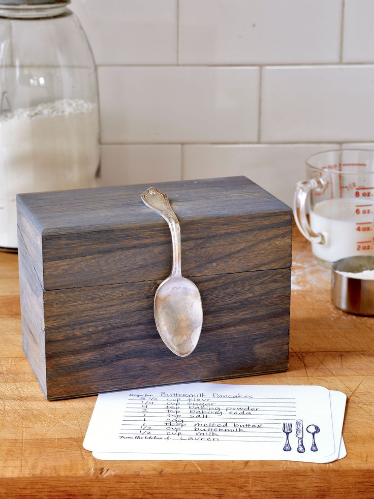 Turn a $5 box into a recipe organizer with a cool bent-spoon design.