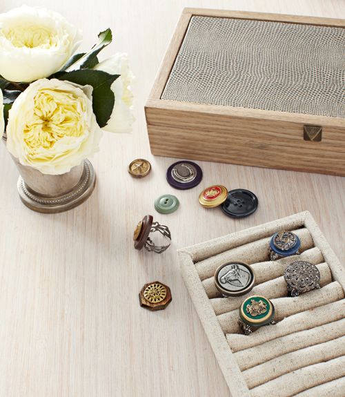 Turn old, unused buttons into fashionable rings. If you're getting crafty Et...