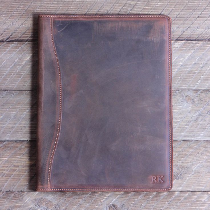 PERSONALIZED Leather Padfolio Monogrammed Leather Portfolio Cover Custom Corpora...