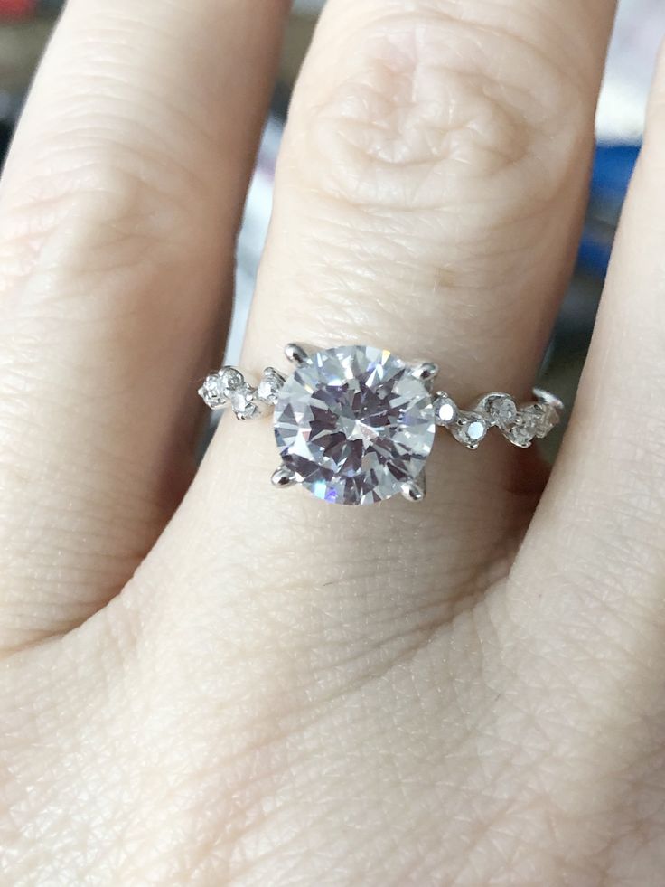1.7CT Round Cut Russian Lab Diamond Engagement Ring