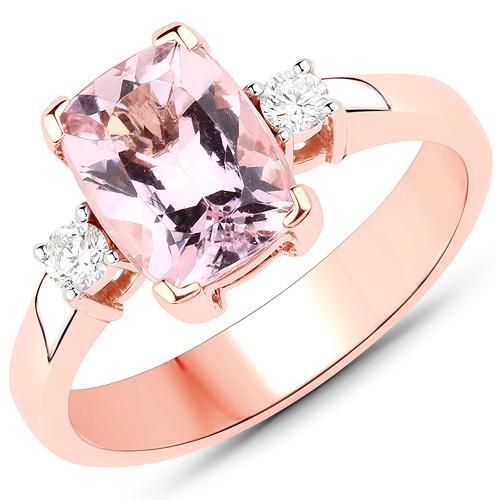 14K Rose Gold Natural Peach Morganite Engagement Ring