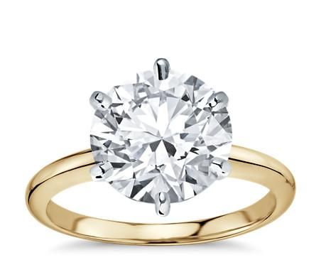 A Perfect 14K Yellow Gold 5CT Round Cut Solitaire Russian Lab Diamond Ring