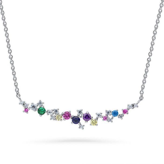 Blooming Color Round Cut Cluster Necklace