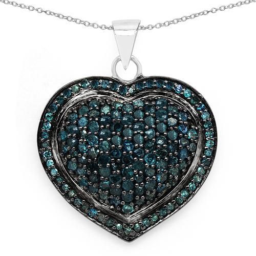 Ethically Mined Natural Blue Diamond Heart Pendant Necklace