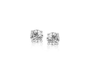 Perfect 14K White Gold 1CT Round Cut Russian Lab Diamond Solitaire Stud Earrings