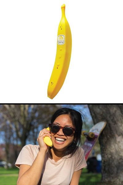 Awesome tech gifts for teens. Banana Headset Phone Accessory. Funny gifts for te...