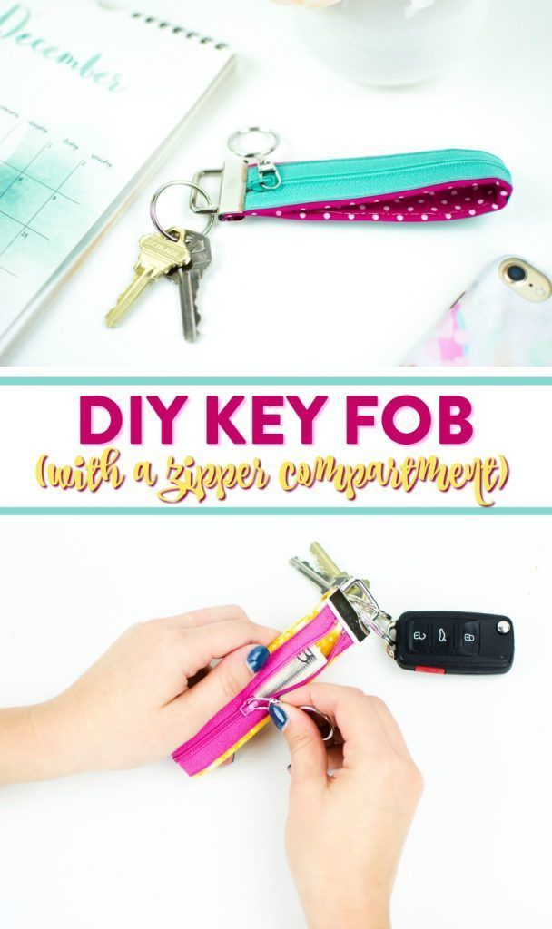 DIY Key Fob with a zipper compartment made from scraps and a Make It Coats zippe...
