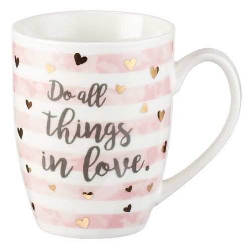 Do All Things in Love pretty coffee mug with inspirational quote