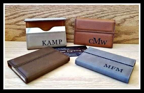 Business Card Holder, Leather,  Custom Engraved Boss Gift, Personalized Card Cas...