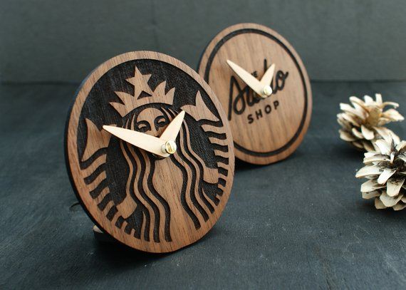 Custom engraved clock Corporate gift Company logo clock wood desk clock, CEO per...