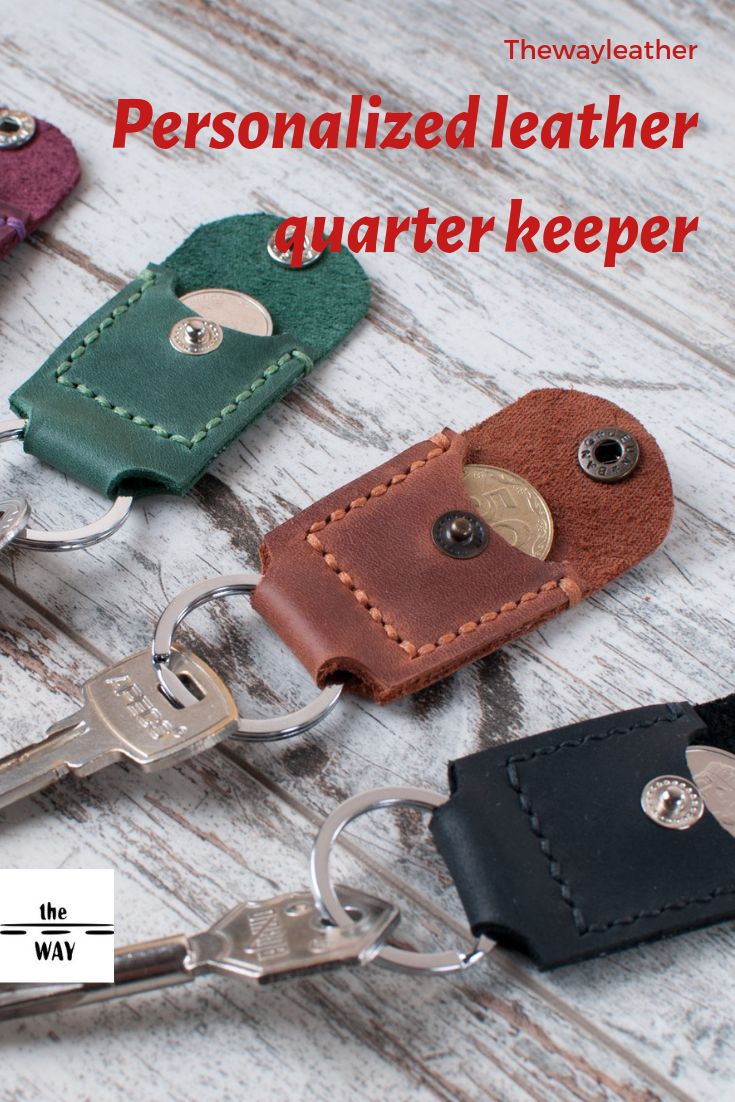 Leather keychain Leather key fob Aldi quarter keeper Mother's Day gifts for ...
