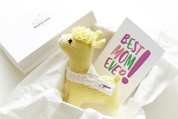 Nature lover gift Mom from daughter Crochet alpaca llama toy box Baptism Christe...