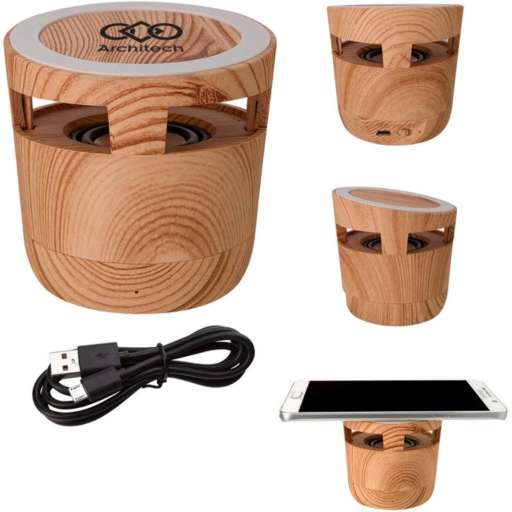 Woodgrain Wireless Charging Pad And Speaker