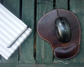 mouse pad, leather mouse pad, ergonomic wrist rest support, groomsmen gift, pers...