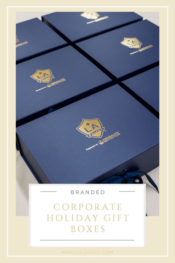 HOLIDAY GIFTS// Custom designed holiday gift boxes with company logo and brand t...