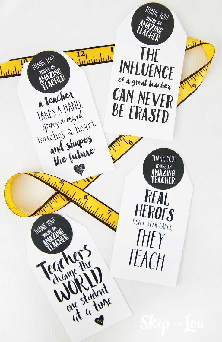 Printable teacher gift tags with measuring tape ribbon. Perfect for a teacher ap...