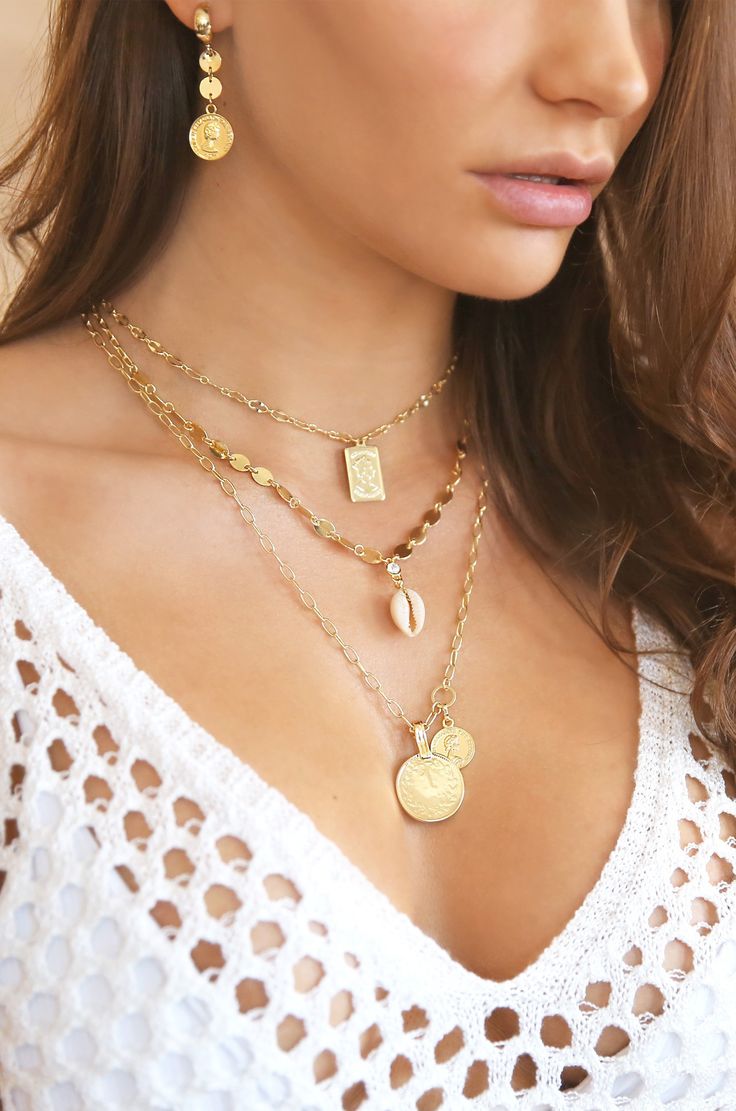 18kt Gold Plated Coin & Chain Necklace