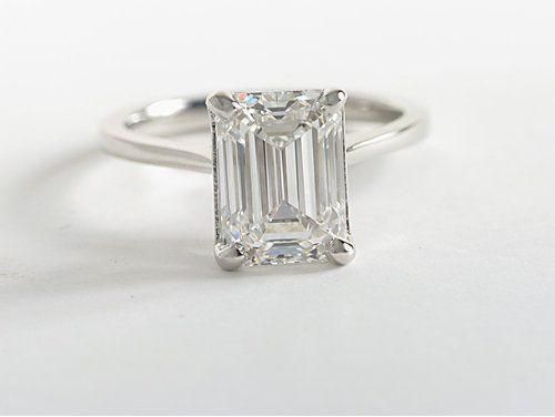 A Perfect 5CT Emerald Cut Russian Lab Diamond Solitaire Engagement Ring