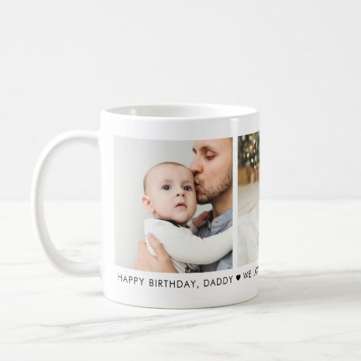 Happy Birthday Dad 3 Photo Personalized Coffee Mug