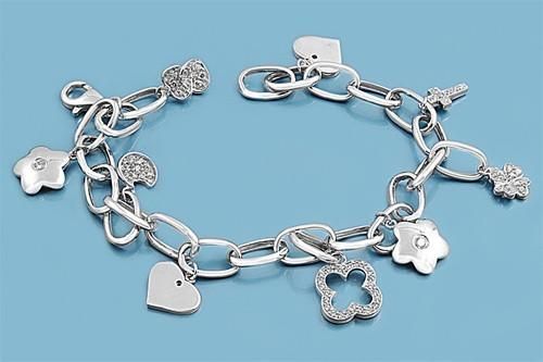 Sterling Silver Love & Good Luck Charm Bracelet
