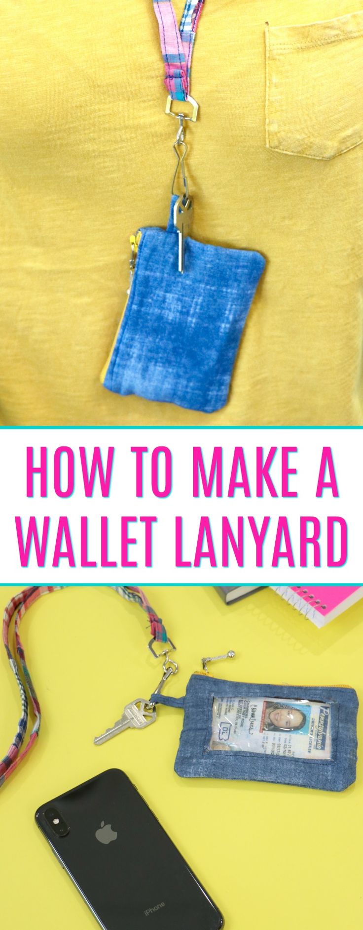 This DIY Wallet Lanyard keeps my wallet together with my keys and  the lanyard p...