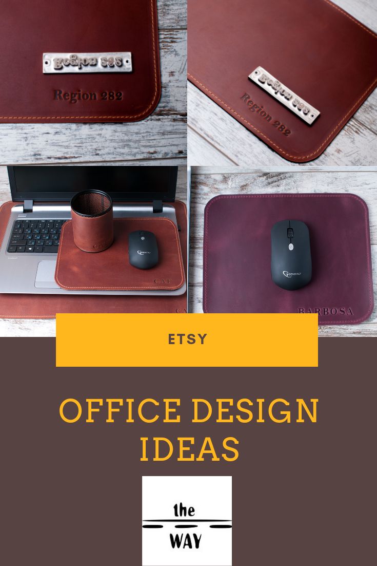 Leather desk mat Leather Mousepad Pencil cup Personalized Desk accessories Offic...