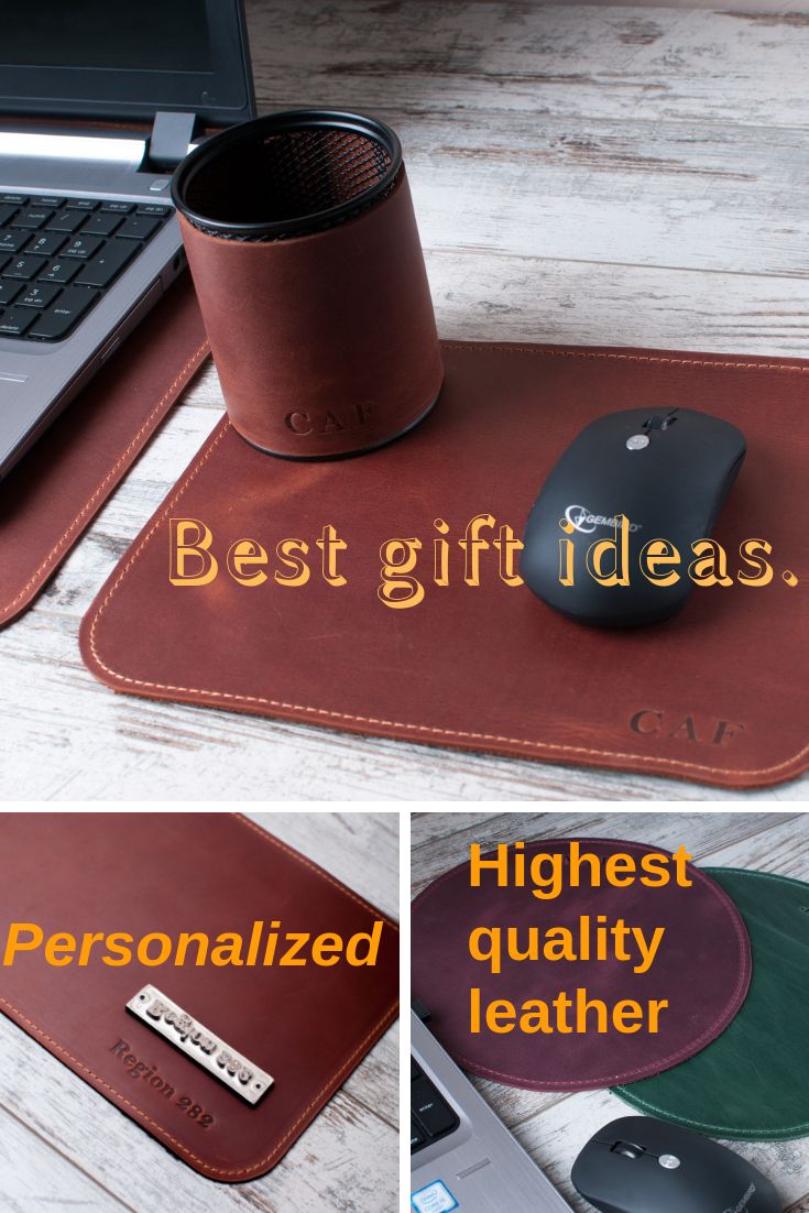 Leather mouse pad Personalized mousepad Custom engraved leather mousepad Mouse m...