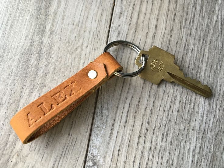 Personalised Leather Key Ring, Hand stamped personalized key chain, keychain gif...