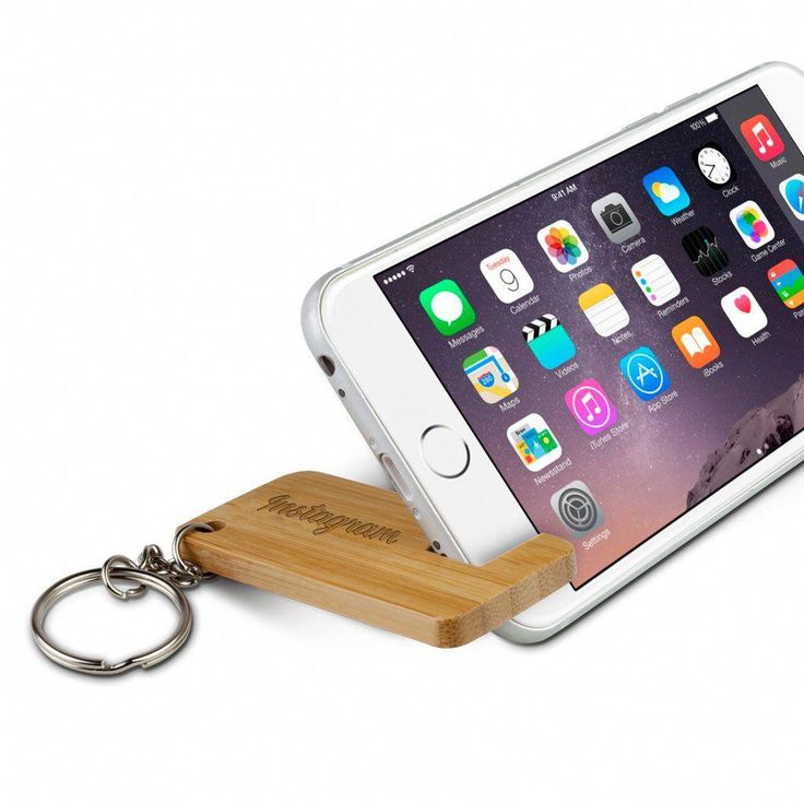 The Woodstand! Mini bamboo phone stand keyring. 2.5