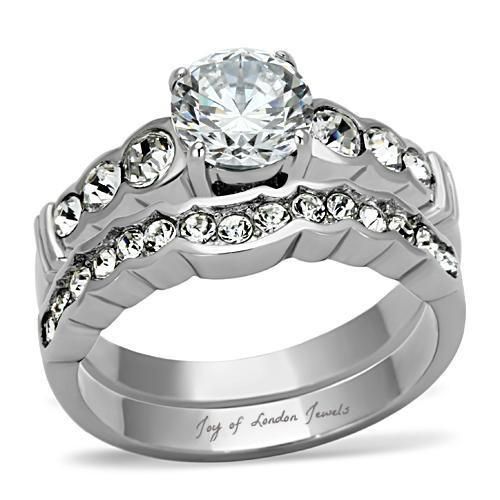 1.4CT Round Cut Russian Lab Diamond Bridal Set Wedding Band Ring