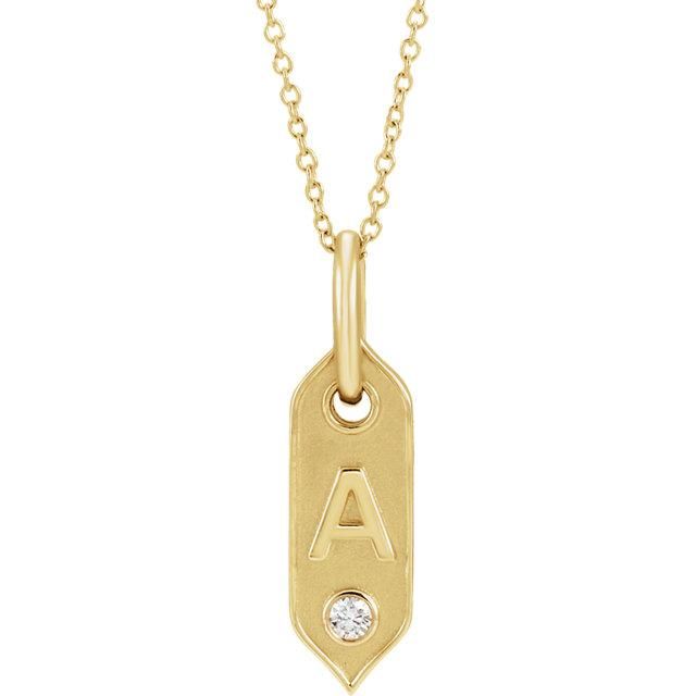 14K Gold & Natural Ethically Mined Diamond Initial Necklace
