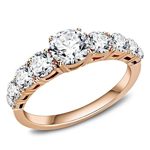 14K Rose Gold Round Cut Russian Lab Diamond Anniversary Ring