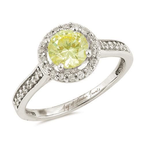A Perfect 1.5CT Round Cut Halo Canary Yellow Russian Lab Diamond Ring