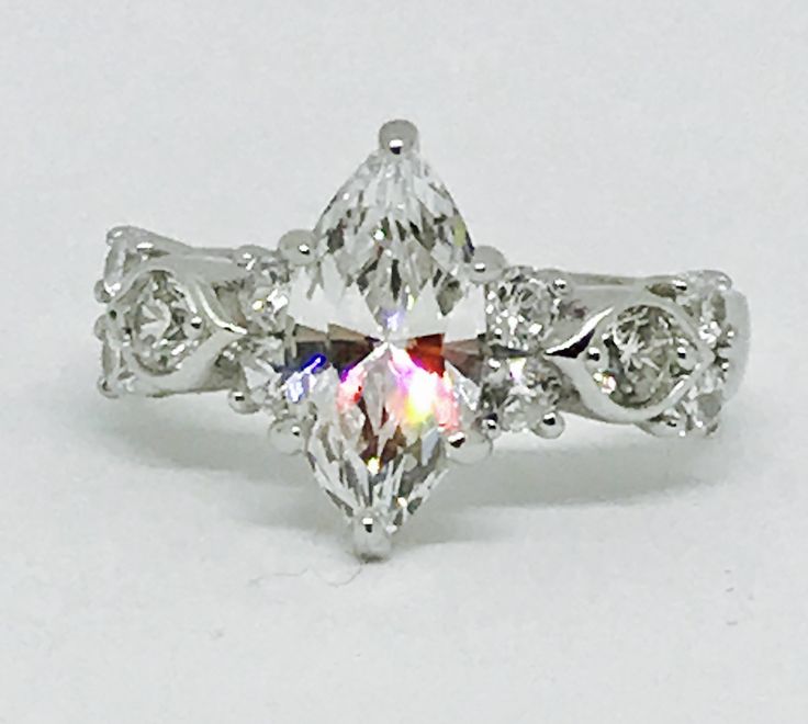 A Perfect 1.82CT Marquise Cut Russian Lab Diamond Engagement Ring