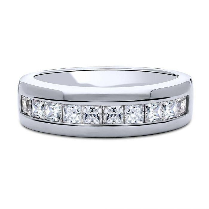 A Perfect 2.65TCW Princess Cut Lab Diamond Wedding Band Half Eternity Ring