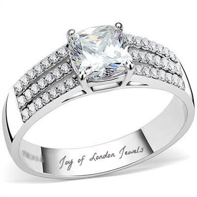 A Perfect 2CT Cushion Cut Russian Lab Diamond Halo Engagement Ring