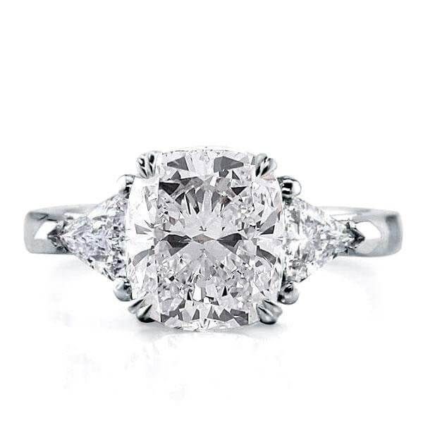A Stunning 3CT Cushion & Trillion Cut Sapphire Engagement Ring