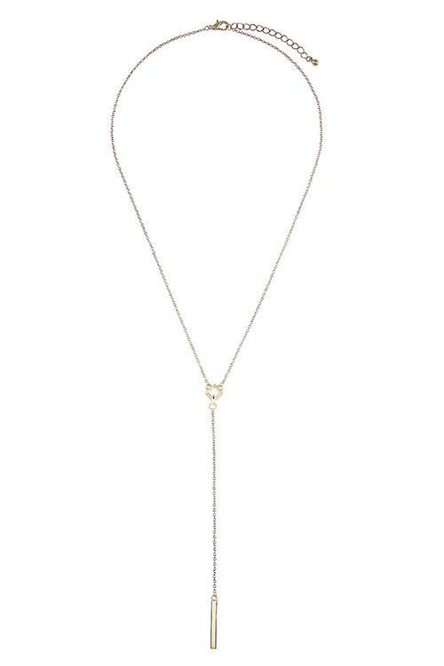 Celebrity Inspired Trendy Gold Drop Diamond Bar Y Necklace