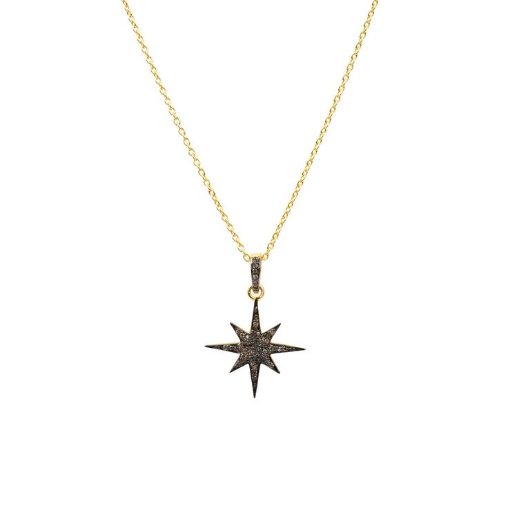 Diamond Star Burst Necklace Gold