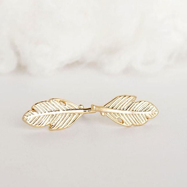 Handmade 14K Gold Leaf Stud Earrings